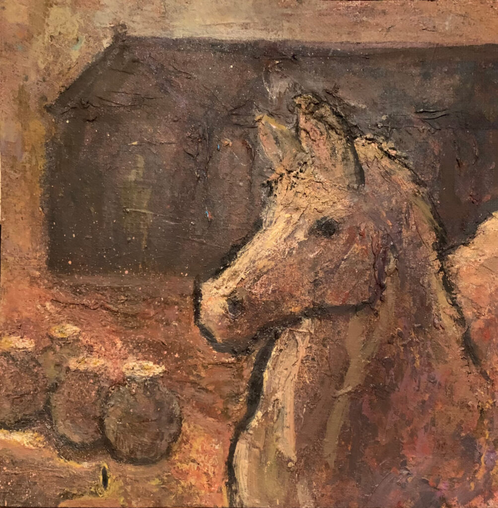 White horse and urns
